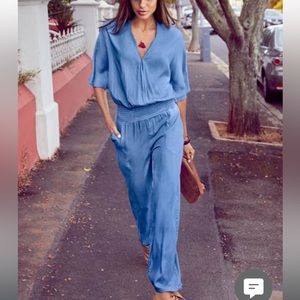 Venus Light Wash Chambray Jumpsuit